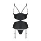 Корсет с открытой грудью Passion JANNIES CORSET XXL/XXXL black, стринги в наборе