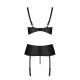 Корсет с открытой грудью Passion JANNIES CORSET XXL/XXXL black, стринги в наборе