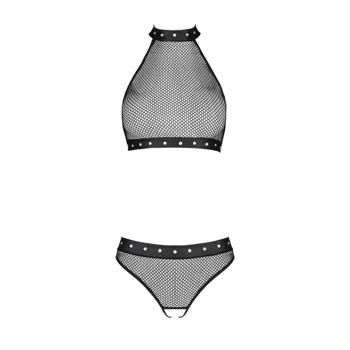Белье с открытым доступом Passion MOONLIGHT SET S/M black, топ, стринги