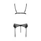 Комплект белья Passion NESSY SET L/XL black, бюстгальтер, пояс для чулок, стринги