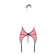 Корсет с пажами для чулок Passion PEONIA CORSET L/XL red, стринги