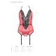 Корсет с пажами для чулок Passion PEONIA CORSET L/XL red, стринги