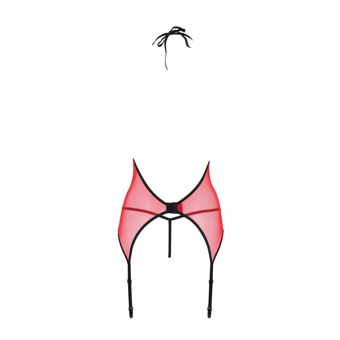 Корсет с пажами для чулок Passion PEONIA CORSET XXL/XXXL red стринги