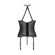Корсет с пажами Passion SATARA CORSET XXL/XXXL black, стринги, кружево, застежки спереди и сзади