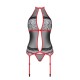 Корсет с пажами Passion SATARA CORSET XXL/XXXL red, стринги, кружево, застежки спереди и сзади