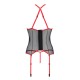 Корсет с пажами Passion SATARA CORSET XXL/XXXL red, стринги, кружево, застежки спереди и сзади