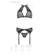 Комплект белья Passion SATARA SET XXL/XXXL black, топ, пояс для чулок, стринги