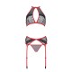 Комплект белья Passion SATARA SET S/M red, топ, пояс для чулок, стринги
