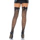 Чулки-сетка со швом сзади Leg Avenue Bow back seam thigh highs One size Black, атласный бант