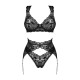(SALE) Комплект белья Obsessive Donna Dream 3-pcs set XS/S Black, бюстгальтер, стринги, пояс для чулок