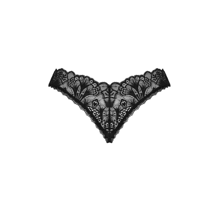 Мереживні стрінги Obsessive Donna Dream crotchless thong XL/2XL Black, відкритий доступ