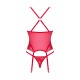 Прозрачный корсет Obsessive Lacelove corset M/L Red, кружево, подвязки для чулок