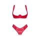 Комплект белья Obsessive Lacelove cupless 2-pcs set XS/S Red, открытый доступ, открытая грудь