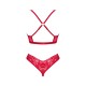 Комплект белья Obsessive Lacelove cupless 2-pcs set XS/S Red, открытый доступ, открытая грудь