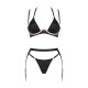 (SALE) Комплект белья Obsessive Selinne 3-pcs set XS/S Black, бюстгальтер, стринги пояс для чулок