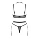 Комплект белья Obsessive Selinne 3-pcs set M/L Black, бюстгальтер, стринги пояс для чулок