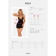 (SALE) Сорочка Obsessive Selinne chemise & thong XS/S Black, стрінги, подвійні бретелі