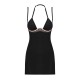 Сорочка Obsessive Selinne chemise & thong XL/2XL Black, стринги, двойные бретели