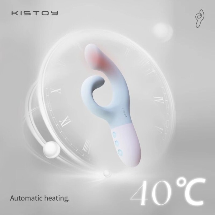Вибратор-кролик для точки G KISTOY Big G Blue, изогнутый отросток, автоматический подогрев