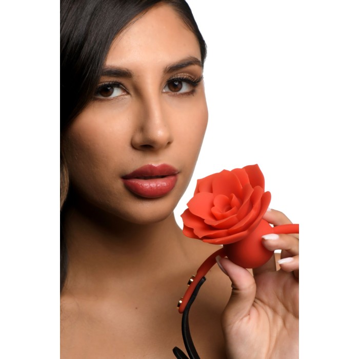 Силіконовий кляп з трояндою Master Series: Blossom Silicone Rose Gag – Red