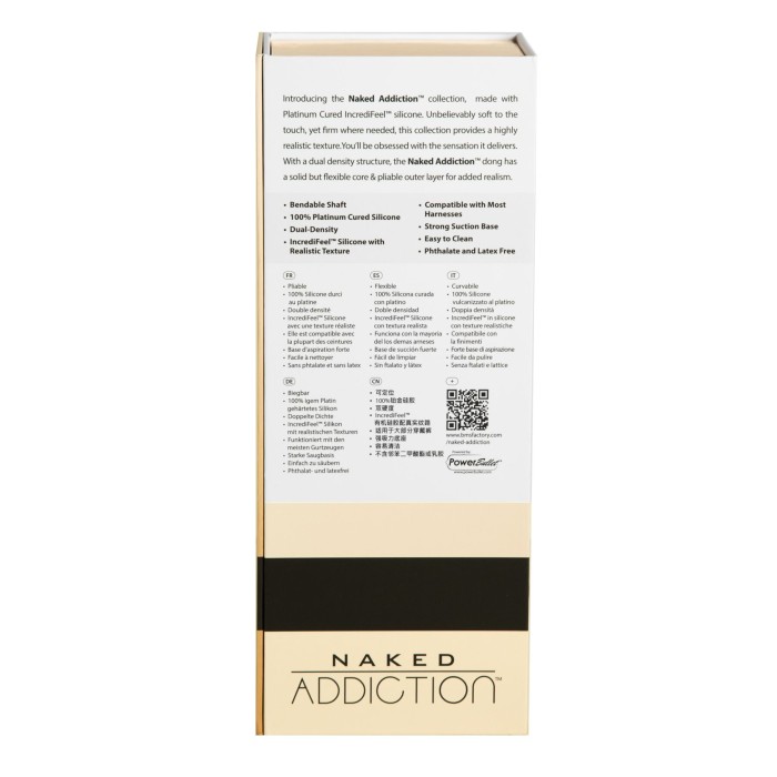 Фалоімітатор Naked Addiction — 9″ Silicone Dual Density Bendable Dildo Vanilla, віброкуля в подаруно