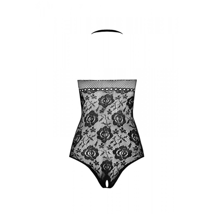 Бодистокинг с имитацией корсетной шнуровки Passion BS094 One Size, red, цветочный узор, с доступом