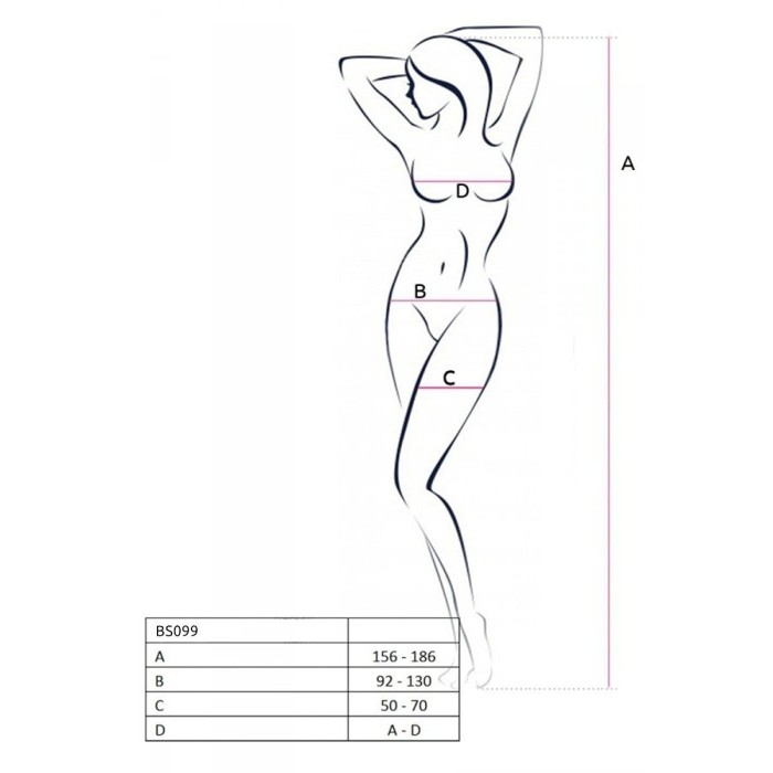 Бодістокінг з плетінням на грудях Passion BS099 One Size, black, відкритий доступ, імітація підв’язо