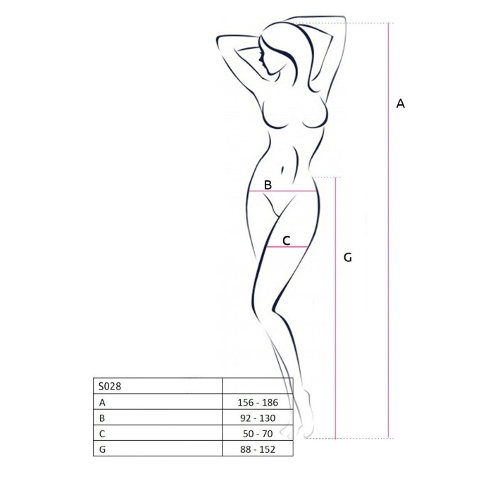 Эротические колготки-бодистокинг с тонкими подвязками Passion S028 One Size, white, открытый доступ