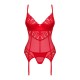 Комплект корсет та стрінги Obsessive Ingridia corset & thong M/L, червоний