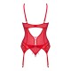 Комплект корсет та стрінги Obsessive Ingridia corset & thong XL/2XL, червоний