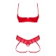 Комплект Obsessive Ingridia 2-pcs crotchless set XS/S, красный, с доступом, открытая грудь