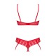 Комплект Obsessive Ingridia 2-pcs crotchless set XS/S, красный, с доступом, открытая грудь