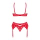 Комплект Obsessive Ingridia 3-pcs set XS/S, красный, бюстгальтер, стринги, пояс