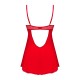 Пеньюар Obsessive Ingridia chemise & thong M/L, червоний, сорочка, стрінги