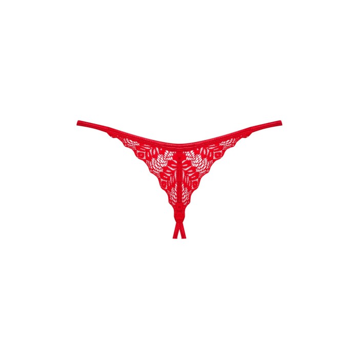 Трусики з доступом Obsessive Ingridia crotchless thong XL/2XL, червоні