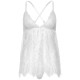 Сорочка беби-долл Leg Avenue Floral lace babydoll & string White M, стринги