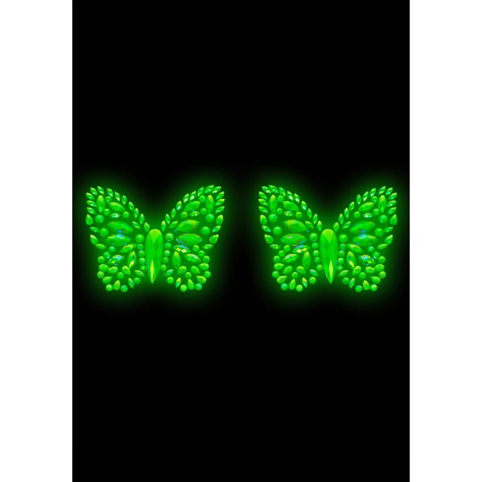Пэстис-бабочки из кристаллов Leg Avenue Chrysallis nipple sticker, наклейки, светятся в темноте