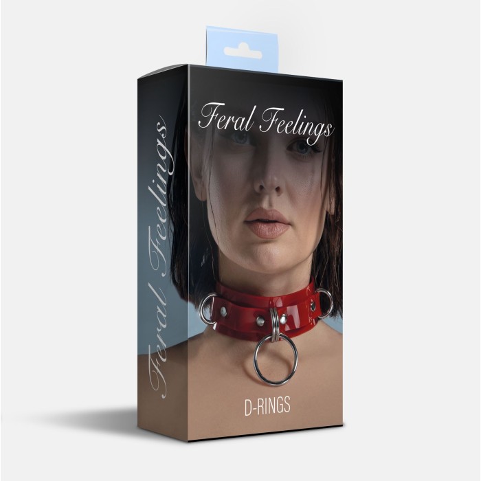Ошейник для фиксации Feral Feelings - D-Rings Red