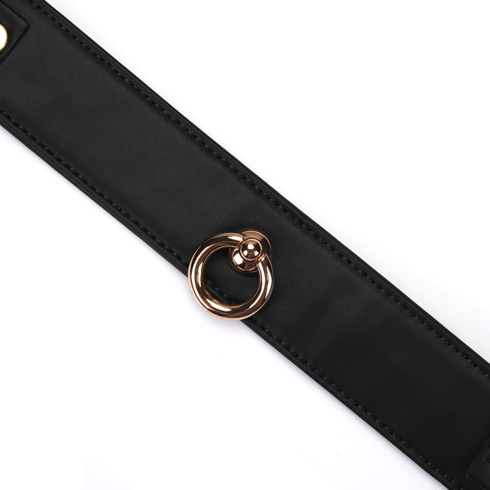 Ошейник с поводком Liebe Seele Black Organosilicon Collar with Leash, экокожа