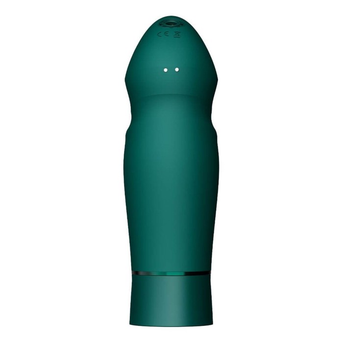 Компактна смарт секс-машина Zalo – Sesh Turquoise Green, 2 насадки, пульт ДК, кристал Swarovski