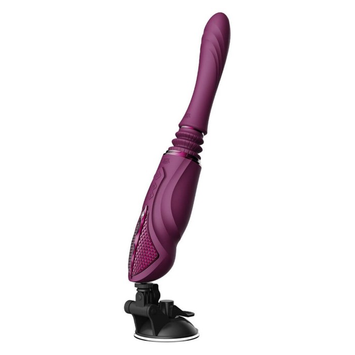 Компактна смарт секс-машина Zalo – Sesh Velvet Purple, 2 насадки, пульт ДК, кристал Swarovski