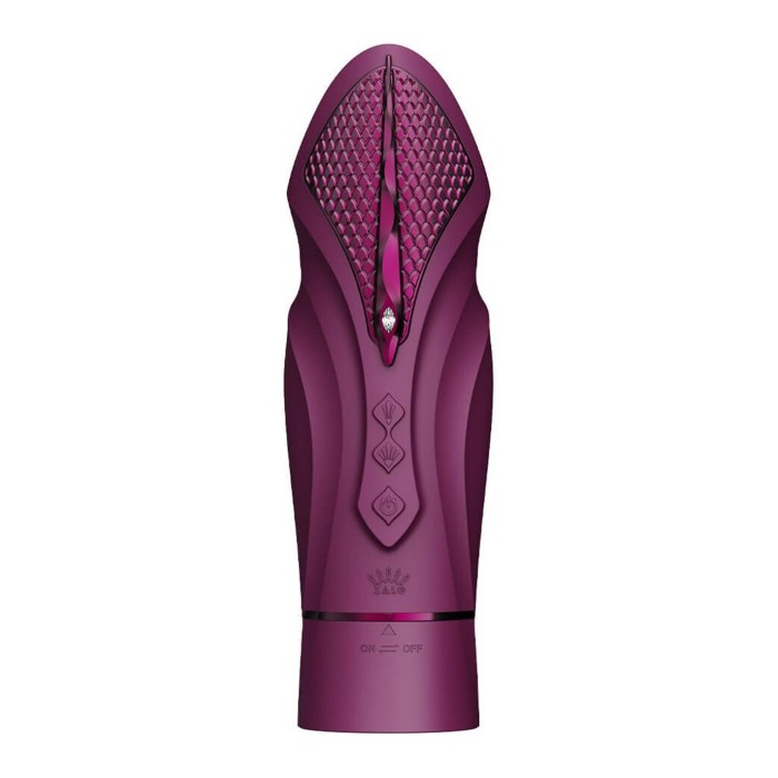 Компактна смарт секс-машина Zalo – Sesh Velvet Purple, 2 насадки, пульт ДК, кристал Swarovski