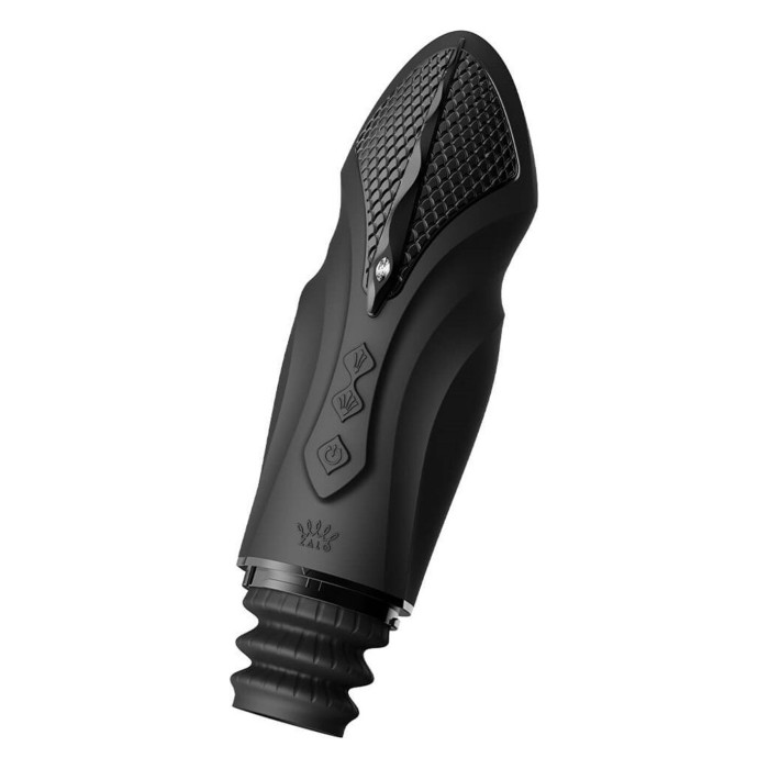 Компактна смарт секс-машина Zalo – Sesh Obsidian Black, 2 насадки, пульт ДК, кристал Swarovski