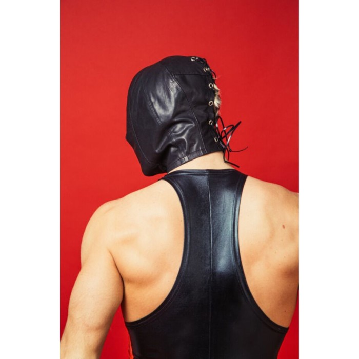 Закрытый кожаный капюшон D&A Deprivation mask Leather
