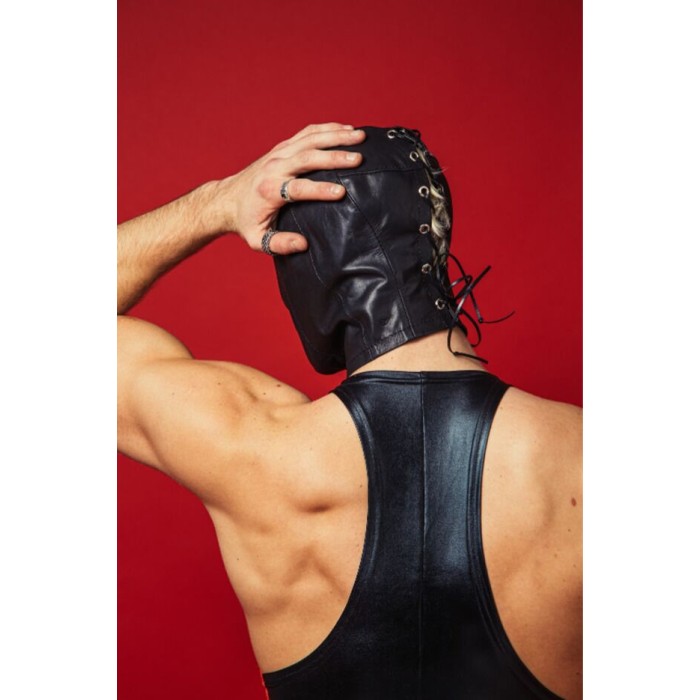 Закрытый кожаный капюшон D&A Deprivation mask Leather