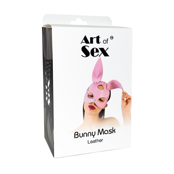 Кожаная маска Зайки Art of Sex - Bunny mask, цвет Красный