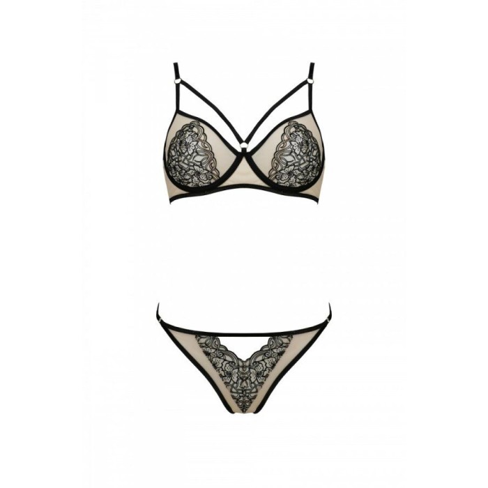 Комплект Passion LORINA SET, S/M, beige, бюстгальтер и трусики