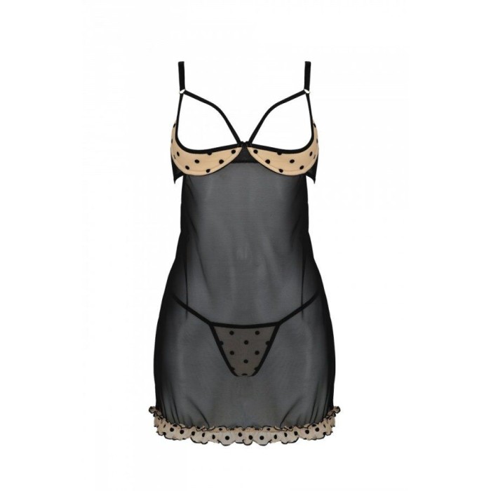 Еротичний пеньюар Passion MARINA CHEMISE, L/XL, beige