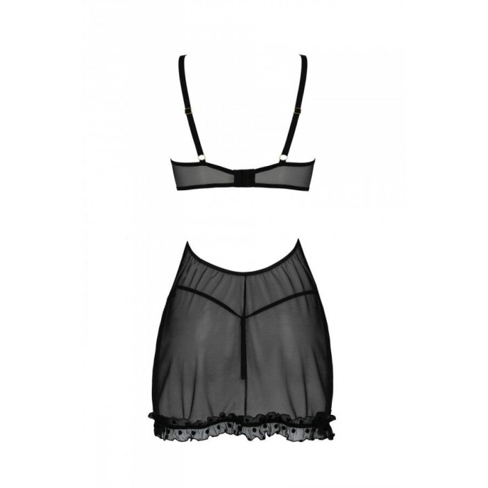Эротический пеньюар Passion MARINA CHEMISE, S/M, black