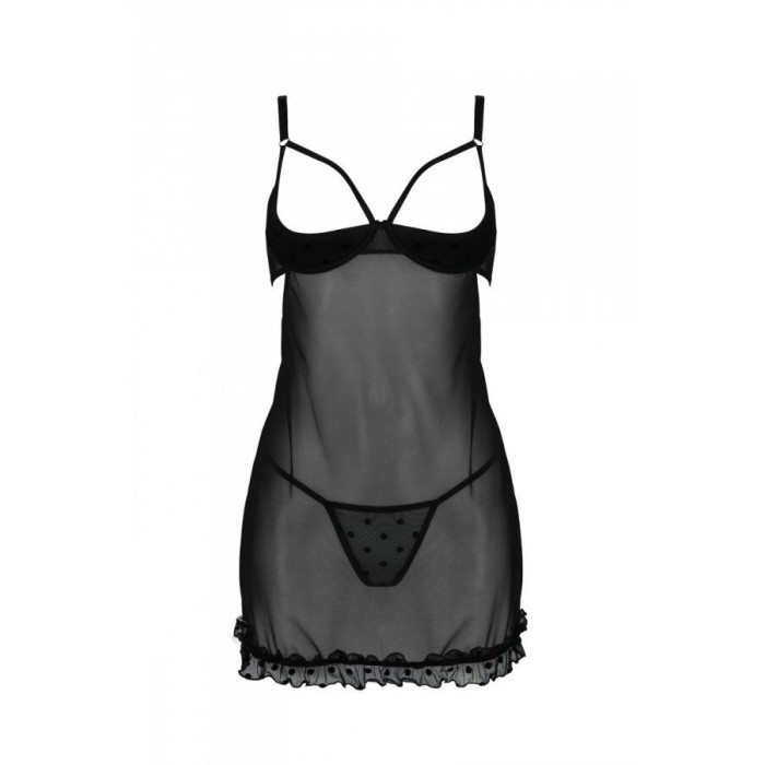Эротический пеньюар Passion MARINA CHEMISE, XXL/XXXL, black
